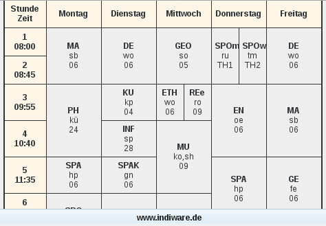 Beispiel Vertretungsplan